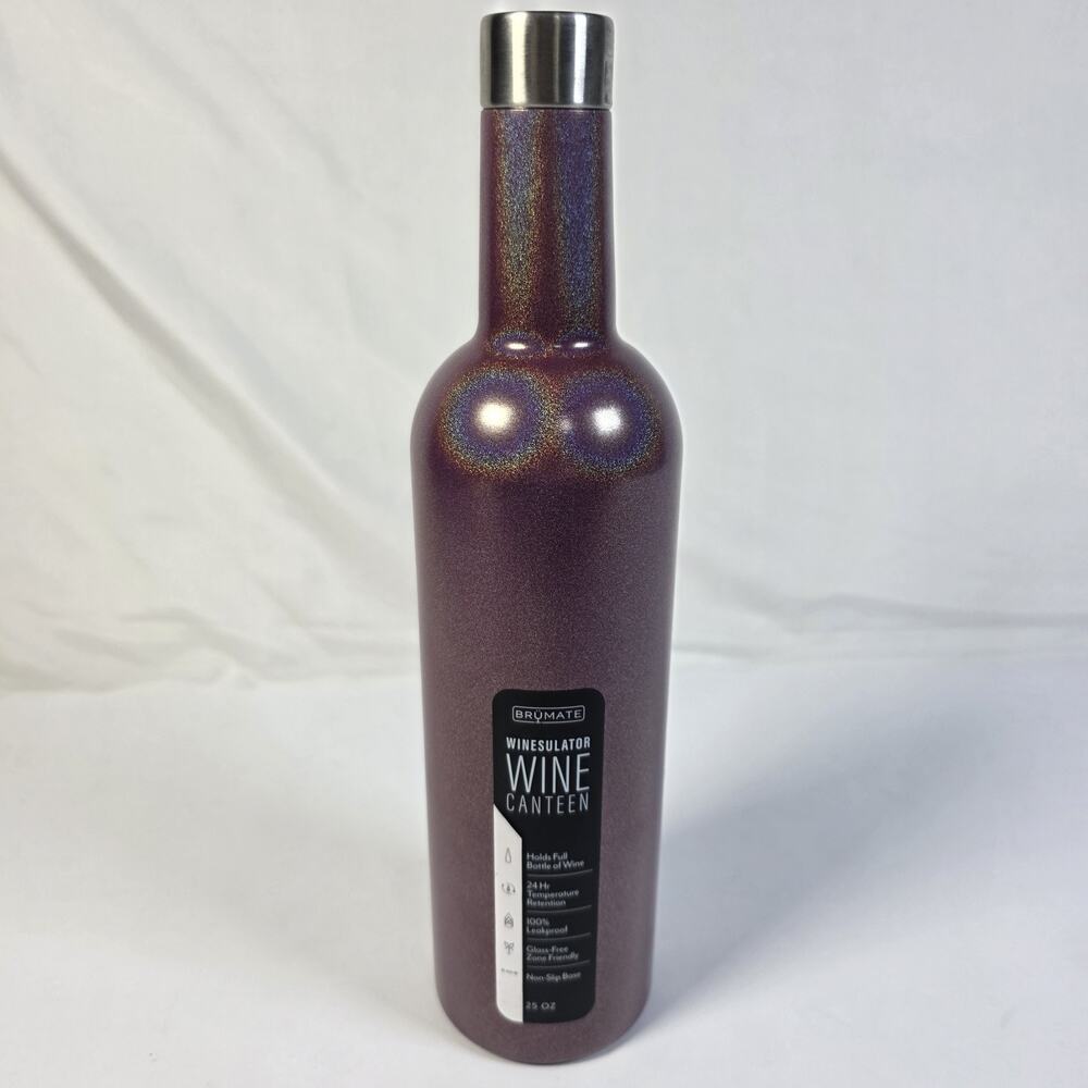 BrüMate Winesulator 25oz Wine Canteen Glitter Merlot Insulated Discontinued